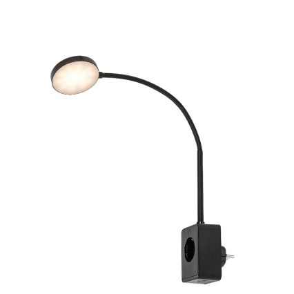 Rabalux - Dimbar LED-vägglampa LED/4W/230V med USB-port för vägguttag, svart