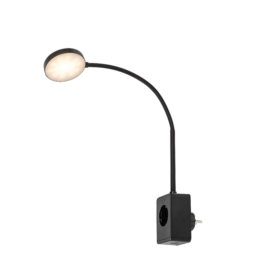 Rabalux - Dimbar LED-vägglampa LED/4W/230V med USB-port för vägguttag, svart