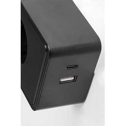 Rabalux - Dimbar LED-vägglampa LED/4W/230V med USB-port för vägguttag, svart