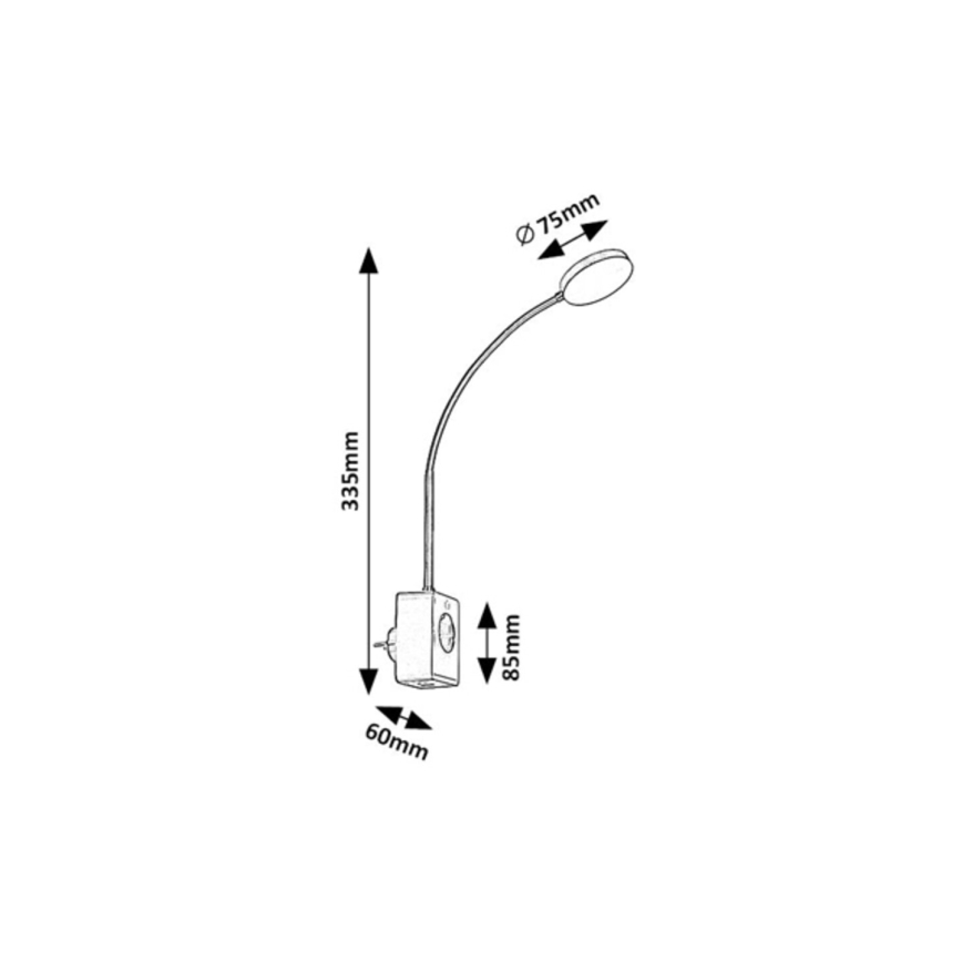 Rabalux - Dimbar LED-vägglampa LED/4W/230V med USB-port för vägguttag, svart