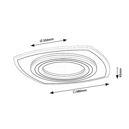 Rabalux - Dimbart LED-takarmatur LED/60W/230V 3000/4000/6000K matt krom/svart + fjärrkontroll 48x48 cm