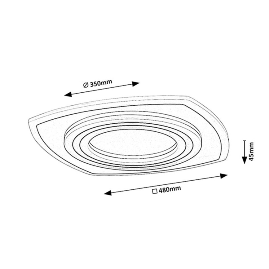 Rabalux - Dimbart LED-takarmatur LED/60W/230V 3000/4000/6000K matt krom/svart + fjärrkontroll 48x48 cm