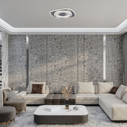 Rabalux - Dimbart LED-takarmatur LED/60W/230V 3000/4000/6000K matt krom + fjärrkontroll 48x48 cm