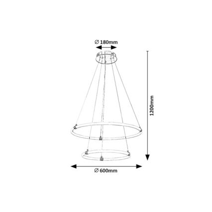 Rabalux - LED ljusreglerad ljuskrona på textilsladd LED/55W/230V + fjärrkontroll
