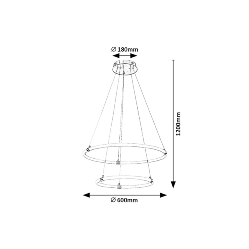 Rabalux - LED ljusreglerad ljuskrona på textilsladd LED/55W/230V + fjärrkontroll