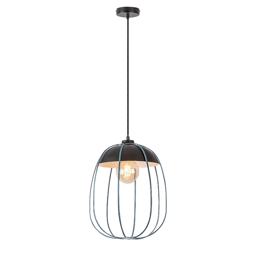 Rabalux - Ljuskrona med textilsladd 1xE27/60W/230V svart/blå