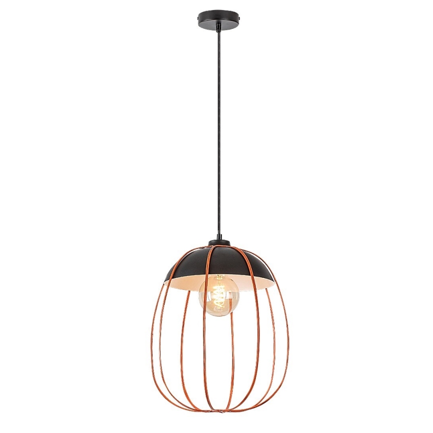 Rabalux - Ljuskrona med textilsladd 1xE27/60W/230V svart/orange