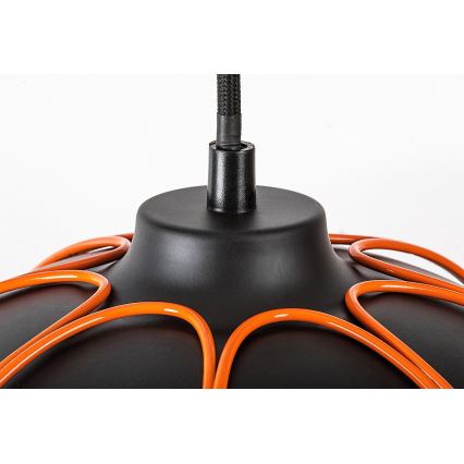 Rabalux - Ljuskrona med textilsladd 1xE27/60W/230V svart/orange