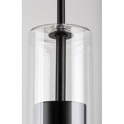Rabalux - Ljuskrona med textilsladd 1xGU10/50W/230V genomskinlig/svart
