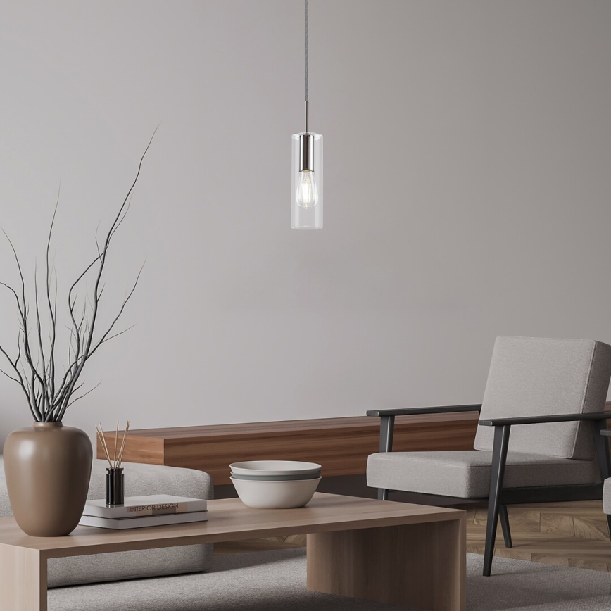 Rabalux - Ljuskrona med textilsladd 1xE27/40W/230V genomskinlig/skinande krom