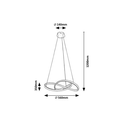 Rabalux - LED ljuskrona med textilsladd LED/36W/230V 3000K guld