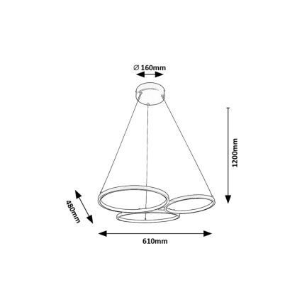 Rabalux - LED ljuskrona med textilsladd LED/38W/230V svart