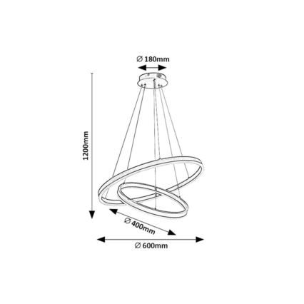 Rabalux - Dimbar LED-hänglampa med kabel LED/80W/230V 3000-6500K + fjärrkontroll