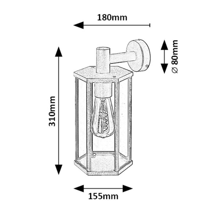 Rabalux - Utomhus vägglampa 1xE27/40W/230V IP44