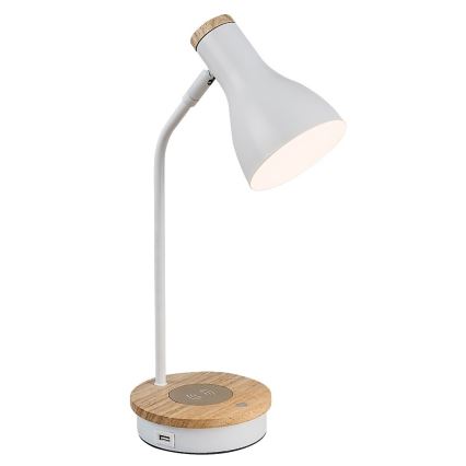 Rabalux - Dimbar touch bordslampa med trådlös laddning 1xE14/25W/230V gummiträd