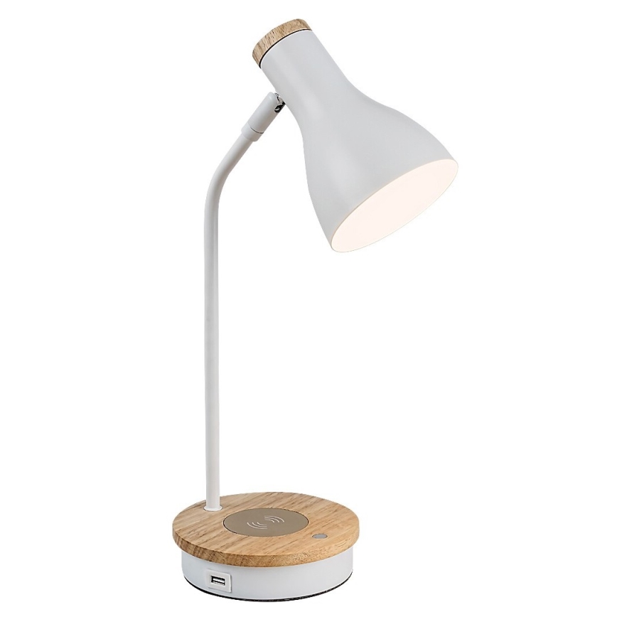 Rabalux - Dimbar touch bordslampa med trådlös laddning 1xE14/25W/230V gummiträd