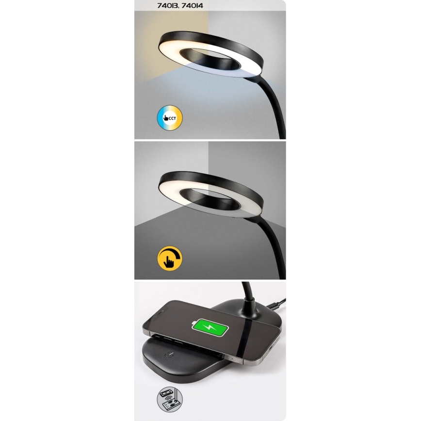 Rabalux - LED Dimbar touch bordslampa med trådlös laddning LED/5W/5V 2700-6000K vit