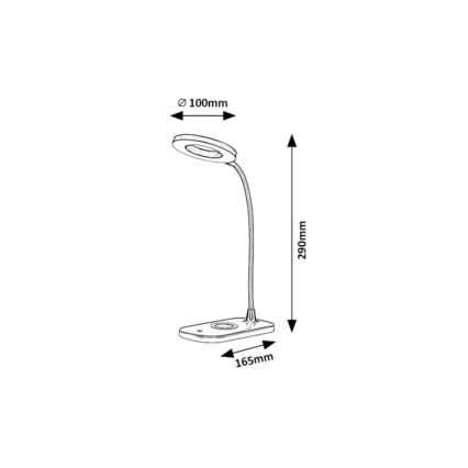 Rabalux - LED Dimbar touch bordslampa med trådlös laddning LED/5W/5V 2700-6000K vit