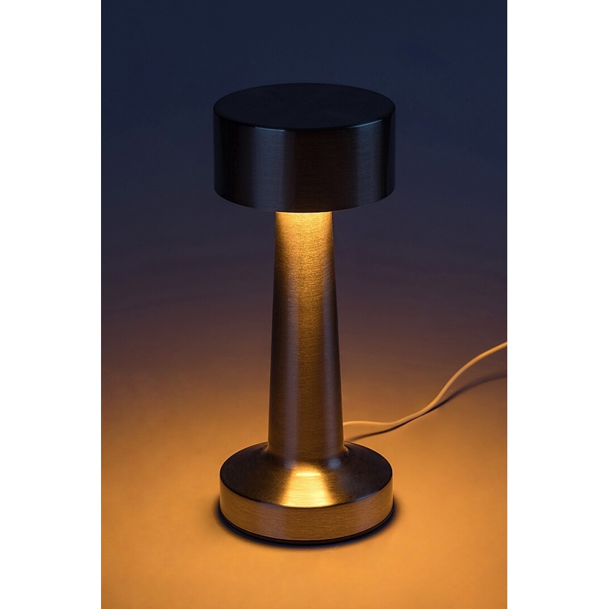 Rabalux - LED Uppladdningsbar touchbordsljuslampa LED/2,7W/5V 1200mAh 3000/4000/6000K matt krom