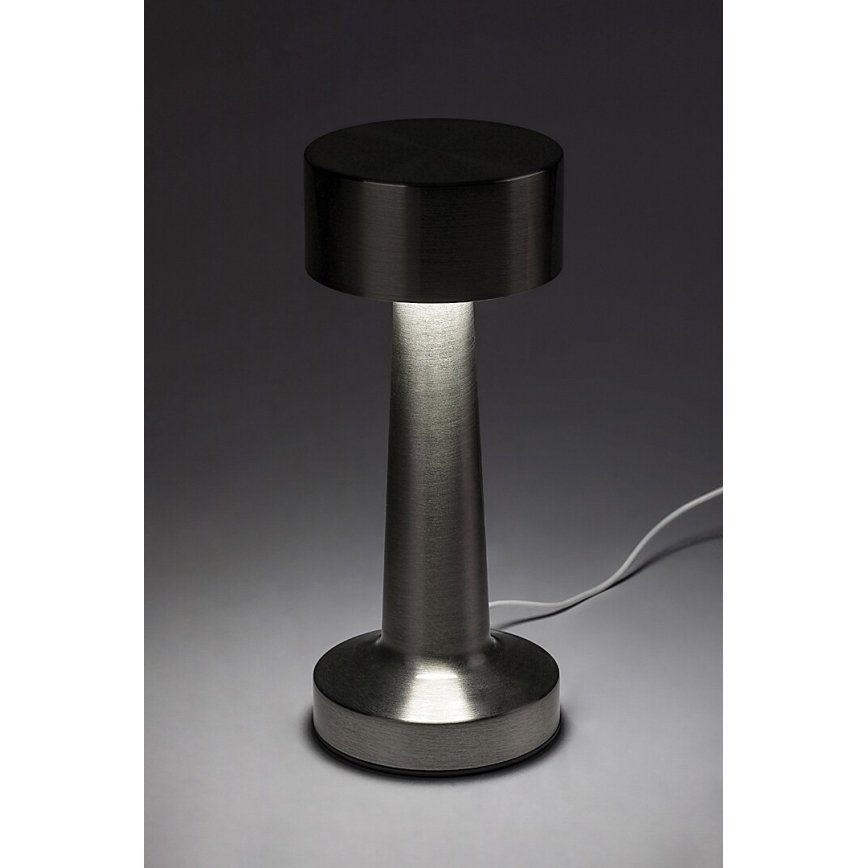 Rabalux - LED Uppladdningsbar touchbordsljuslampa LED/2,7W/5V 1200mAh 3000/4000/6000K matt krom