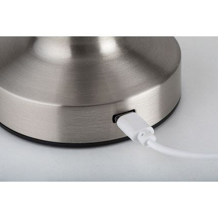 Rabalux - LED Uppladdningsbar touchbordsljuslampa LED/2,7W/5V 1200mAh 3000/4000/6000K matt krom