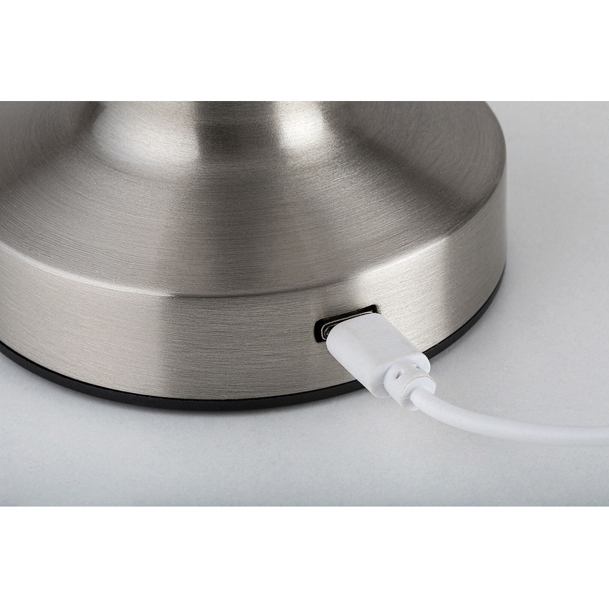 Rabalux - LED Uppladdningsbar touchbordsljuslampa LED/2,7W/5V 1200mAh 3000/4000/6000K matt krom