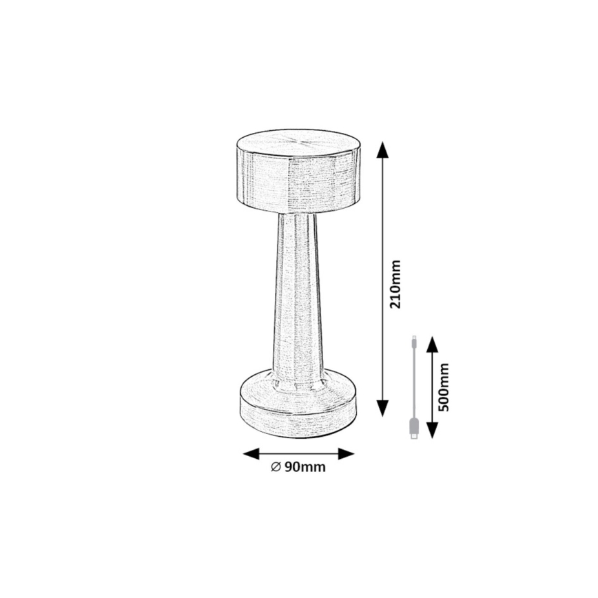Rabalux - LED Uppladdningsbar touchbordsljuslampa LED/2,7W/5V 1200mAh 3000/4000/6000K matt krom