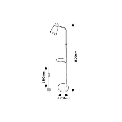 Rabalux - Golvlampa med en hylla 1xE27/40W/230V svart