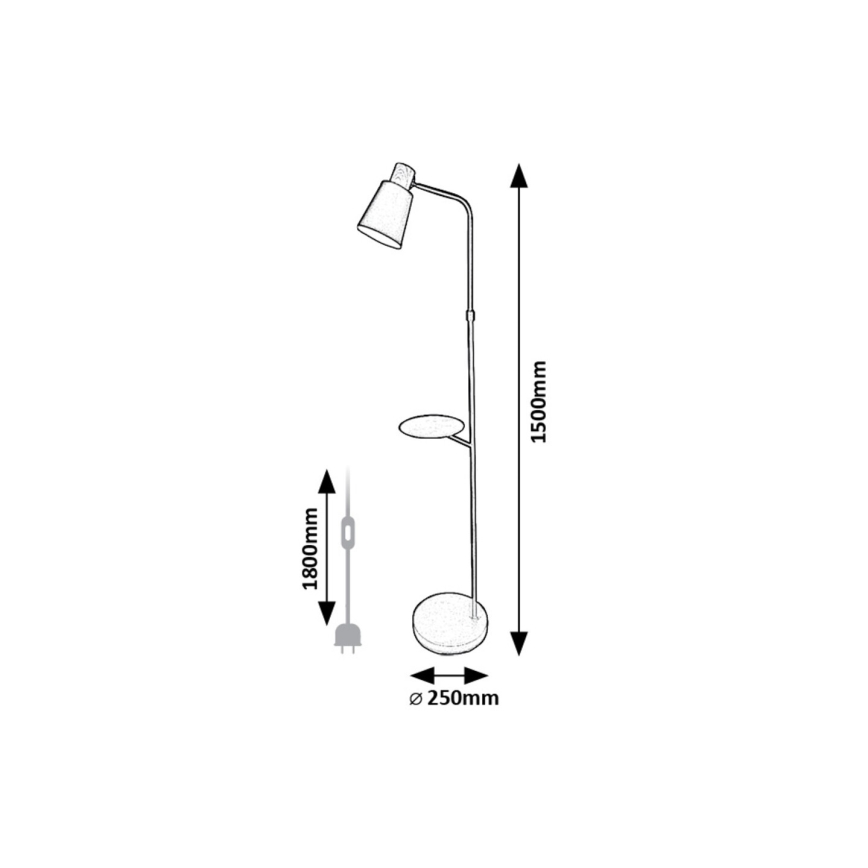 Rabalux - Golvlampa med en hylla 1xE27/40W/230V svart