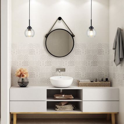 Rabalux - Bathroom ljuskrona på snöre 1xE27/15W/230V svart IP44