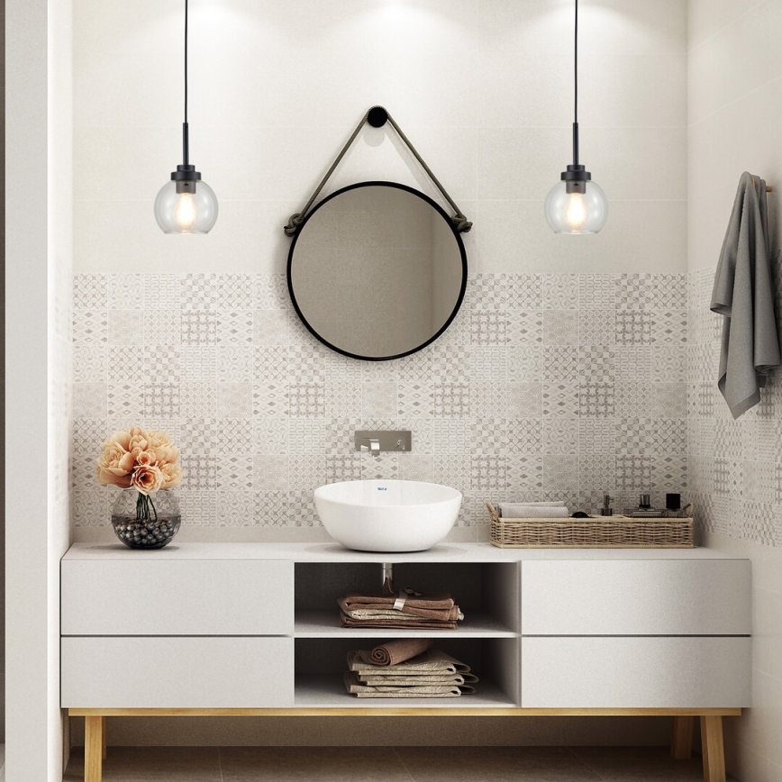 Rabalux - Bathroom ljuskrona på snöre 1xE27/15W/230V svart IP44