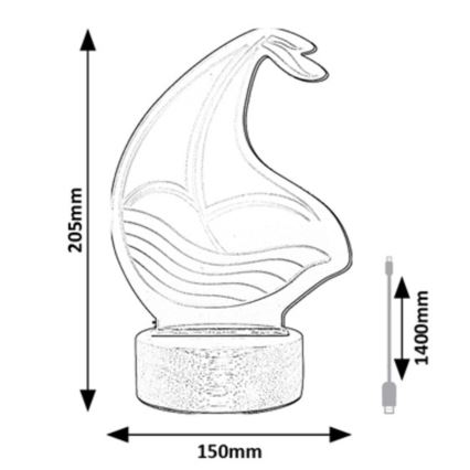 Rabalux - LED-bordslampa för barn LED/2W/5V 3000K båt bok