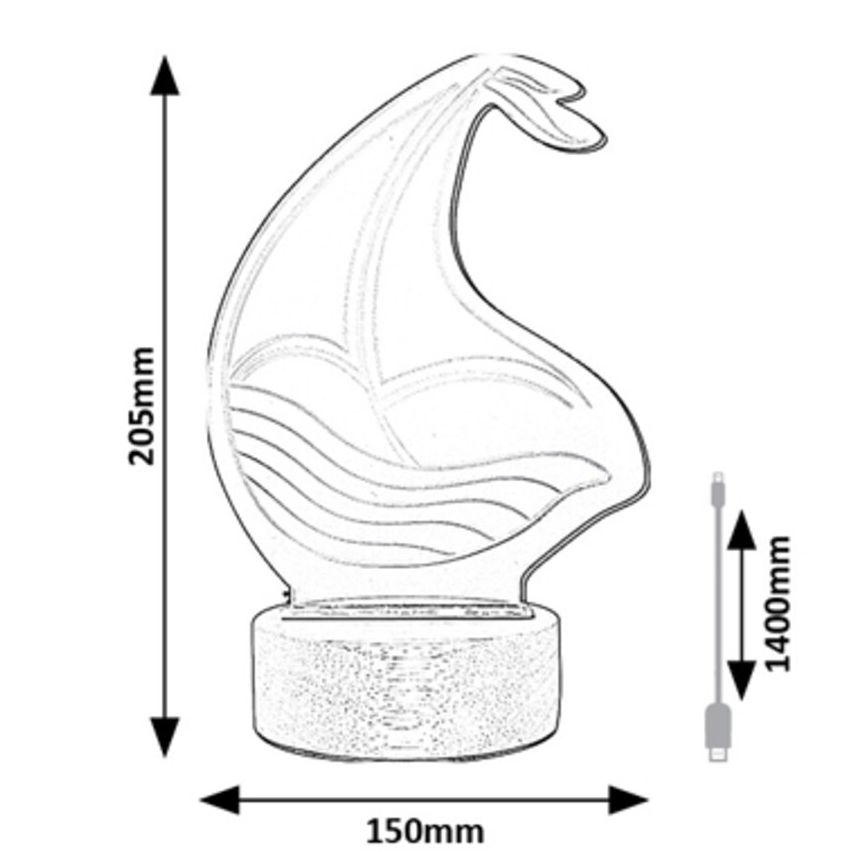 Rabalux - LED-bordslampa för barn LED/2W/5V 3000K båt bok