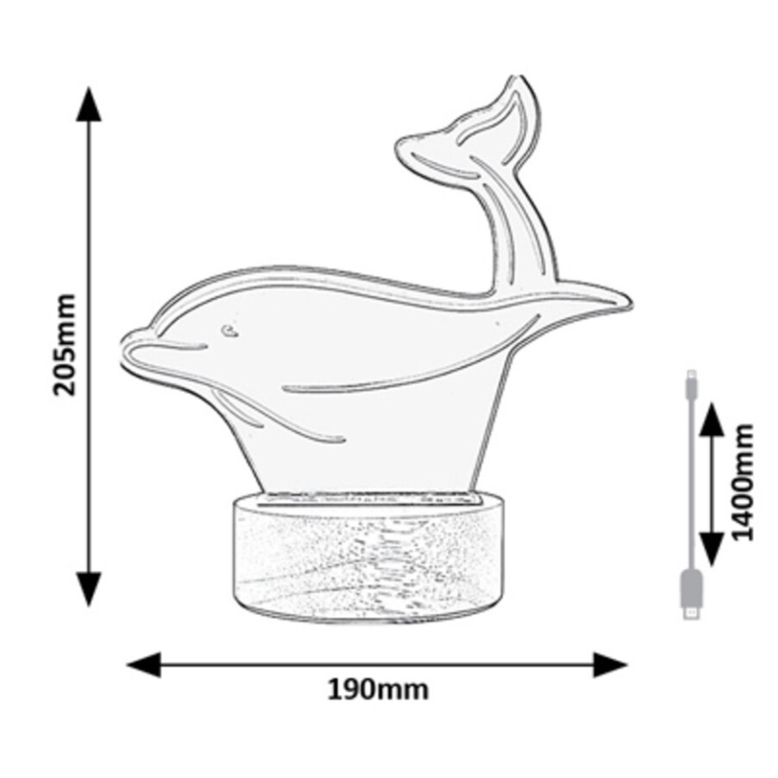 Rabalux - LED-bordslampa för barn LED/2W/5V 3000K dolphin bok