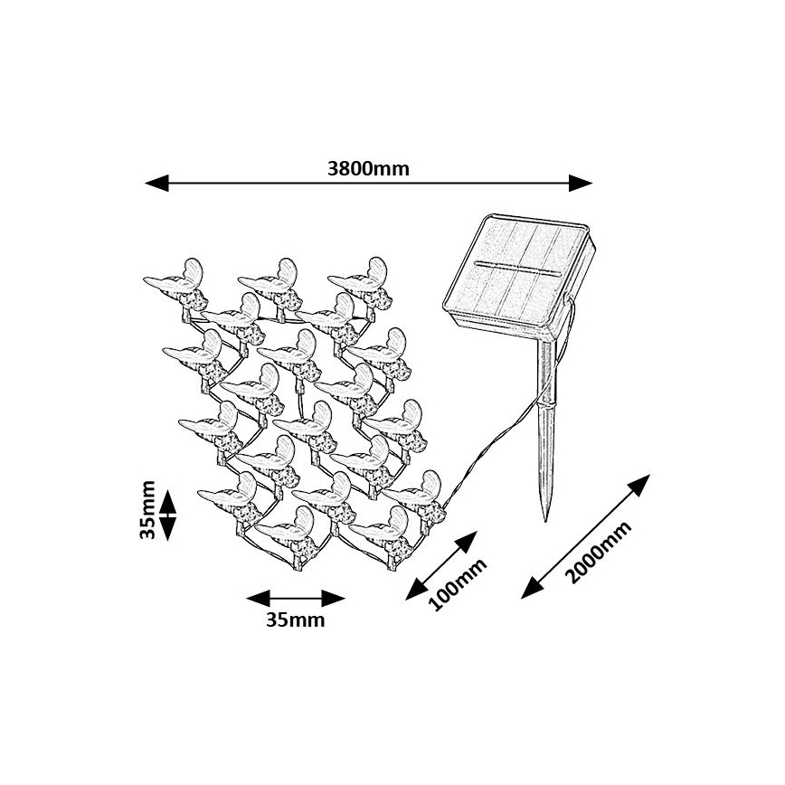 Rabalux - LED solcellsljusslinga 20xLED/0,06W/1,2V IP44