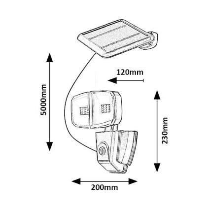 Rabalux - Solcellstrålkastare med sensor LED/12W/3,7V IP44 4000 mAh