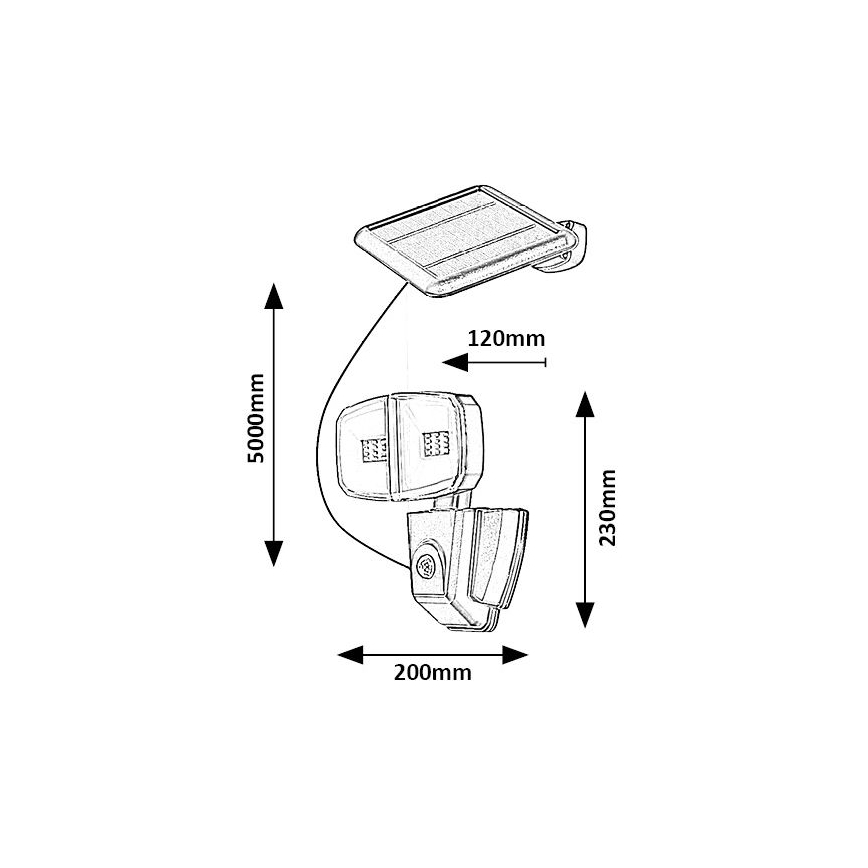 Rabalux - Solcellstrålkastare med sensor LED/12W/3,7V IP44 4000 mAh