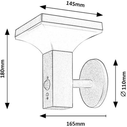 Rabalux - LED solcell väggbelysning med sensor LED/4W/230V IP44 svart 2200 mAh