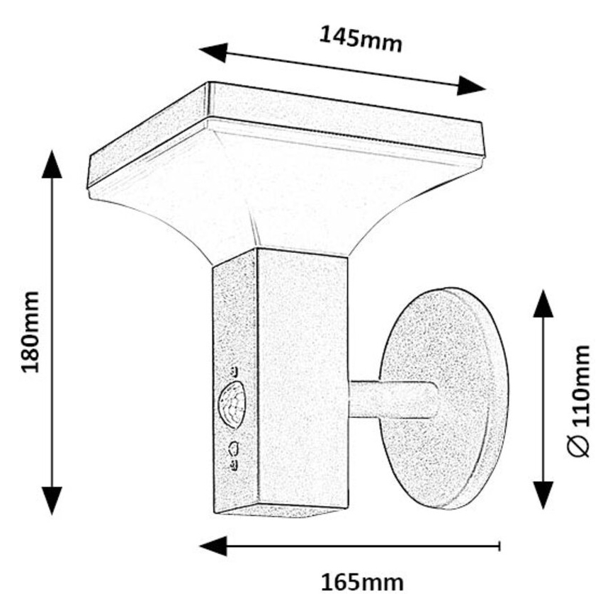 Rabalux - LED solcell väggbelysning med sensor LED/4W/230V IP44 svart 2200 mAh