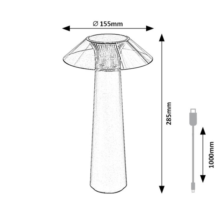 Rabalux - LED Dimbar touch uppladdningsbar bordslampa LED/5W/5V IP44 svart