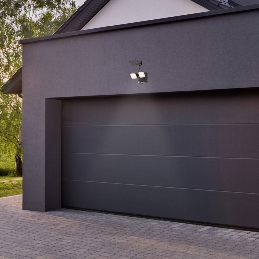 Rabalux - LED Solar wall flexible belysning med sensor och external panel 2xLED/5W/3,7V IP54 svart