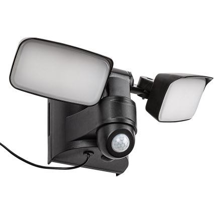 Rabalux - LED Solar wall flexible belysning med sensor och external panel 2xLED/5W/3,7V IP54 svart