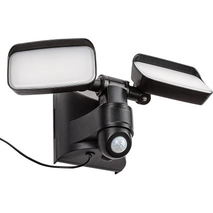 Rabalux - LED Solar wall flexible belysning med sensor och external panel 2xLED/5W/3,7V IP54 svart