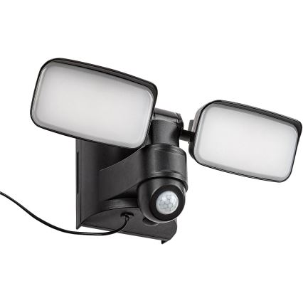 Rabalux - LED Solar wall flexible belysning med sensor och external panel 2xLED/5W/3,7V IP54 svart