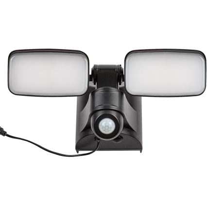 Rabalux - LED Solar wall flexible belysning med sensor och external panel 2xLED/5W/3,7V IP54 svart