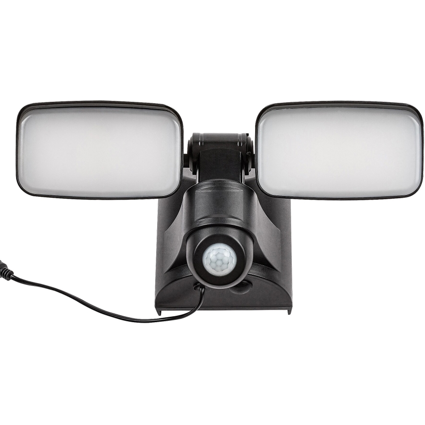 Rabalux - LED Solar wall flexible belysning med sensor och external panel 2xLED/5W/3,7V IP54 svart