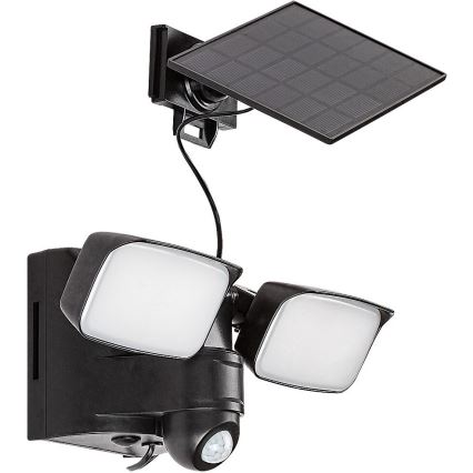 Rabalux - LED Solar wall flexible belysning med sensor och external panel 2xLED/5W/3,7V IP54 svart