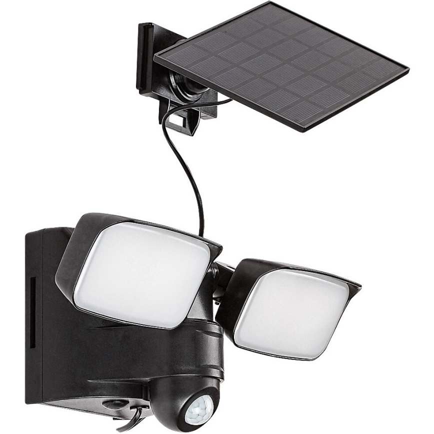 Rabalux - LED Solar wall flexible belysning med sensor och external panel 2xLED/5W/3,7V IP54 svart
