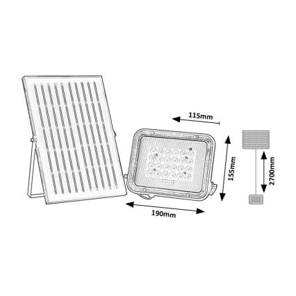 Rabalux - LED Solcell strålkastare LED/6,5W/3,2V 3000/4000/6500K 1000mAh IP65