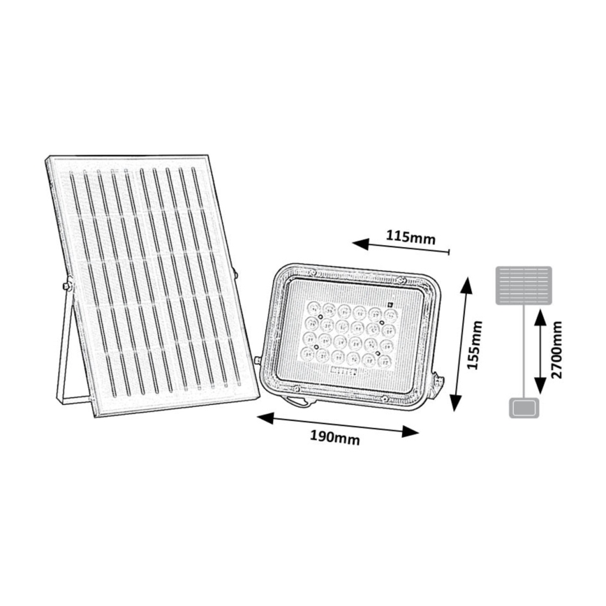 Rabalux - LED Solcell strålkastare LED/6,5W/3,2V 3000/4000/6500K 1000mAh IP65